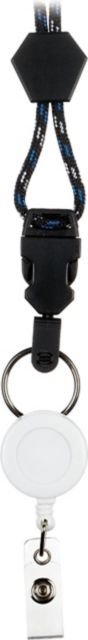 RETRACTABLE NECK LANYARD-BLACK BLUE AND WHITE
