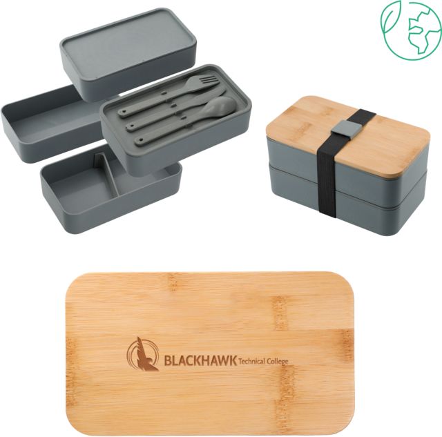 Blackhawk Technical Stackable Bamboo Fiber Gray Bento Box BTC Graphic Header Engraved - ONLINE ONLY