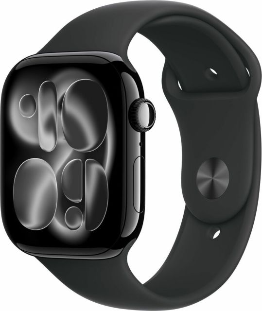 Apple Watch Series 11 GPS 46mm Jet Black Aluminum Case with Black Sport Band - S/M