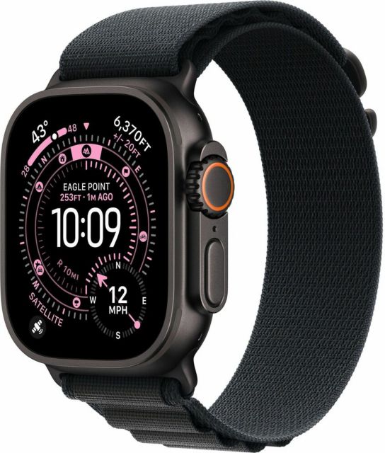 Apple Watch Ultra 3 GPS + Cellular 49mm Black Titanium Case with Black Alpine Loop - Small