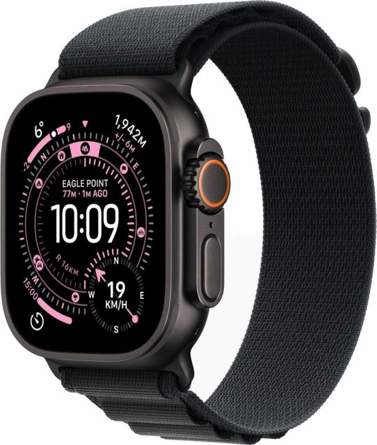 Apple Watch Ultra 3 GPS + Cellular 49mm Black Titanium Case with Black Alpine Loop - Medium