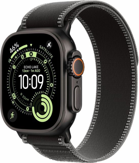 Apple Watch Ultra 3 GPS + Cellular 49mm Black Titanium Case with Black/Charcoal Trail Loop - M/L